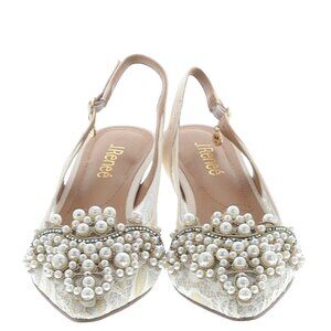 J. Renee- Strovanni Lace Pearl Ornament Slingback Pumps